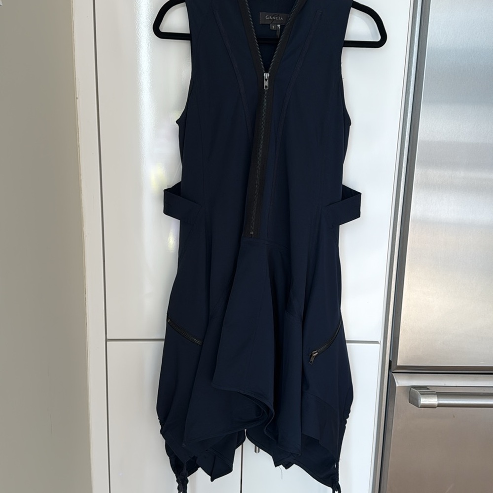 Elegant  dark blue Sleeveless Dress